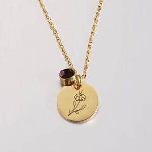 February Antique Gold Tone Birth Flower Charm Necklace NWT